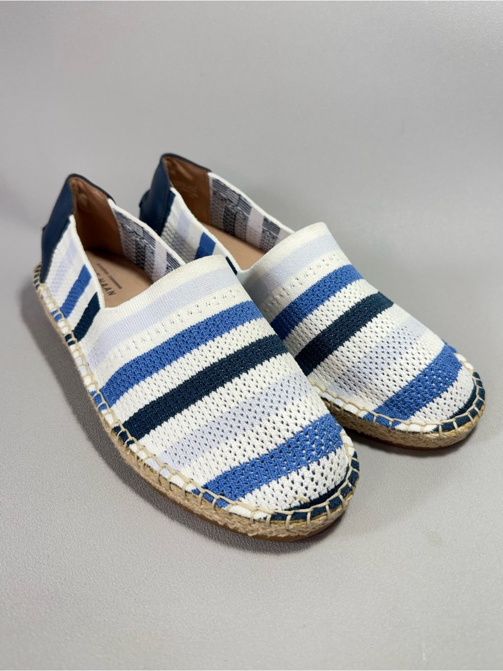 Cole Haan Blue & White Espadrille Slip-On Loafers NWOT - Picture 2 of 12